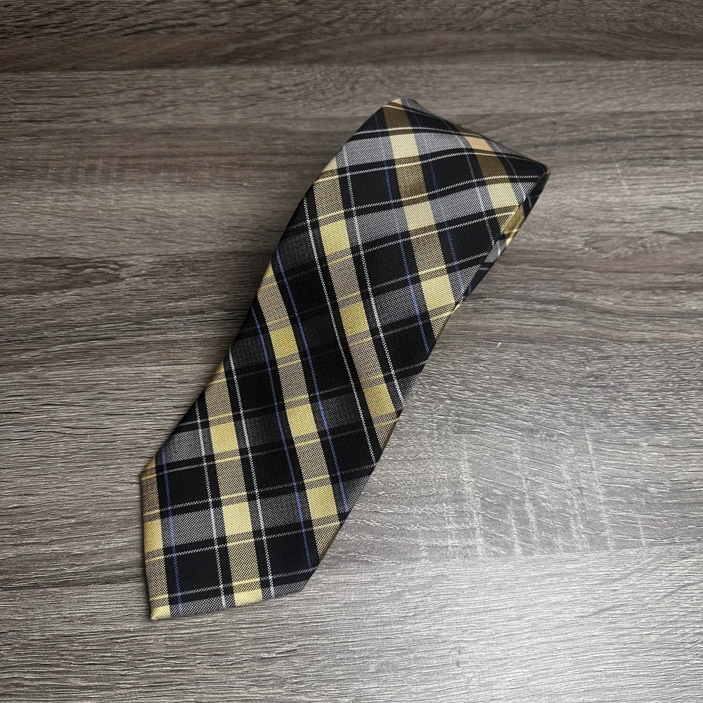 Chaps Tie Plaid Woven Necktie 100% Silk Business Preppy Y2K See Details